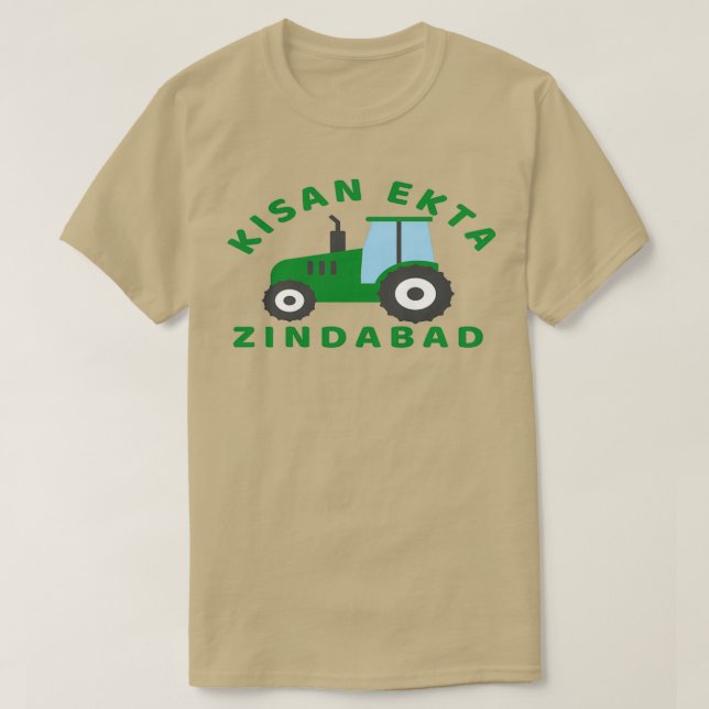 Camiseta Kisan Ekta Zindabad Con Tractor Verde (Diseño del anverso)