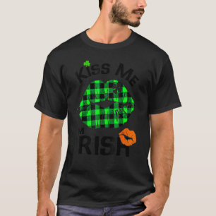 Camiseta Kisme I M Irish Buffalo Plaid Lips Clover St Pat