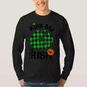 Camiseta Kisme I M Irish Buffalo Plaid Lips Clover St Pat