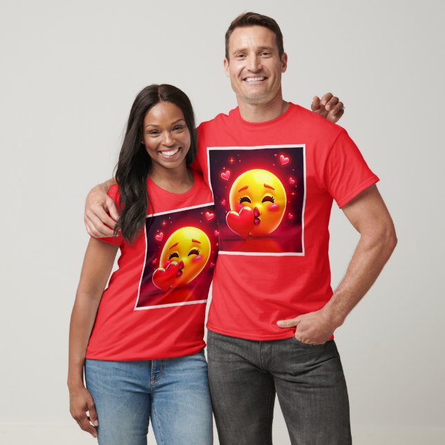 Camiseta Kiss Emoji: Love and Hearts Art (Unisexo)
