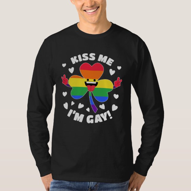 Camiseta Kiss Me I m Gay St Patricku2019s Day Pride LGBT Hi (Anverso)