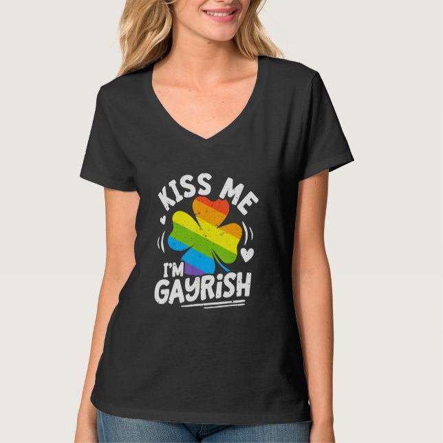 Camiseta Kiss Me I'm Gayrish St Patrick's Day Gay Prides Sh (Anverso)