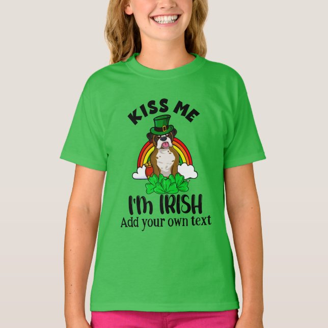 Camiseta Kiss Me I'm Irish, Funny St. Patrick's Day Puppy (Anverso)