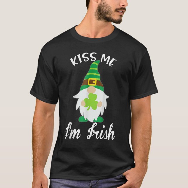 Camiseta Kiss Me I'm Irish Gnome Shamrock C Saint Patrick D (Anverso)