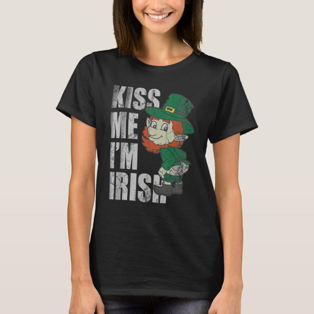 Camiseta Kiss Me I'm Irish Leprechaun Hat Happy Saint Patri (Anverso)