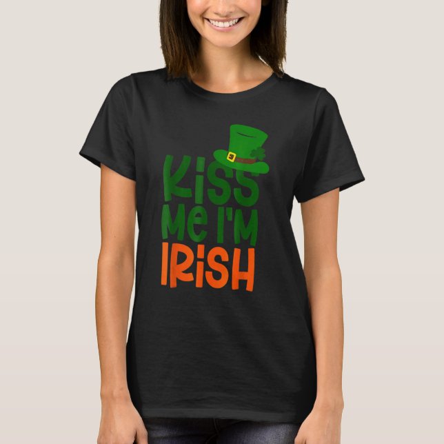 Camiseta Kiss Me I'm Irish Leprechaun Hat St Patricks Day (Anverso)