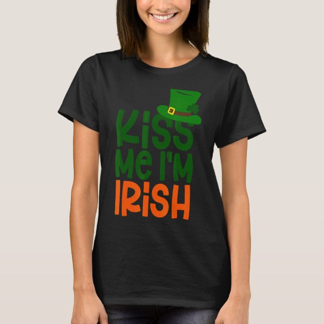 Camiseta Kiss Me I'm Irish Leprechaun Hat St Patricks Day (Anverso)