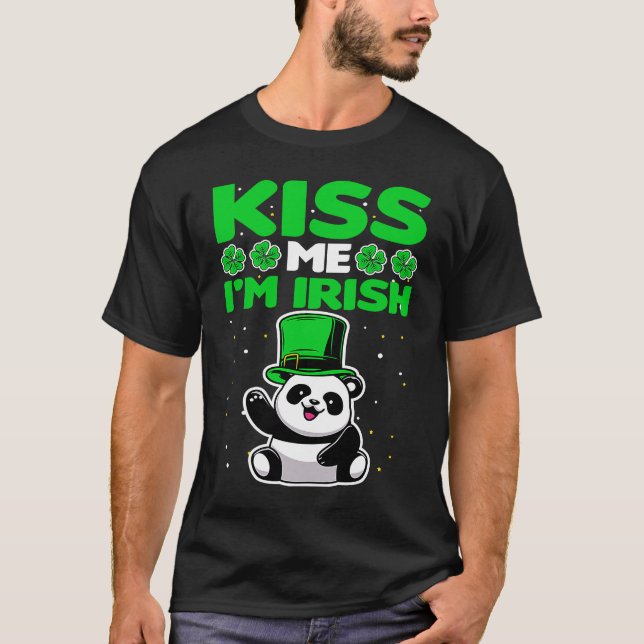 Camiseta Kiss me I'm Irish Lucky Panda Leprechauns St Patri (Anverso)