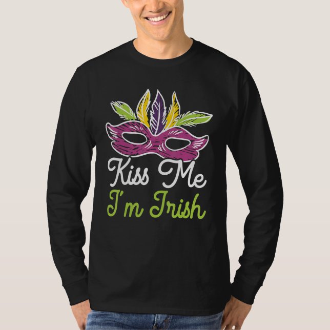 Camiseta Kiss Me I'm Irish Mardi Gras Parade Masquerade (Anverso)