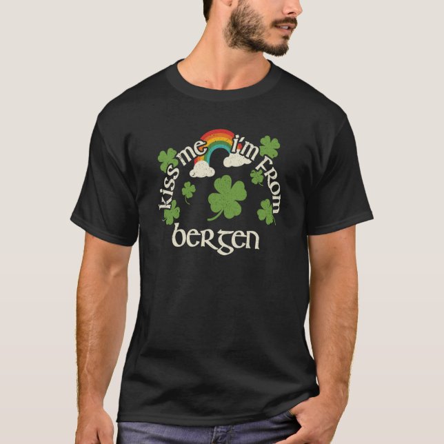 Camiseta Kiss Me Shamrock City St Patrick's Day Bergen (Anverso)