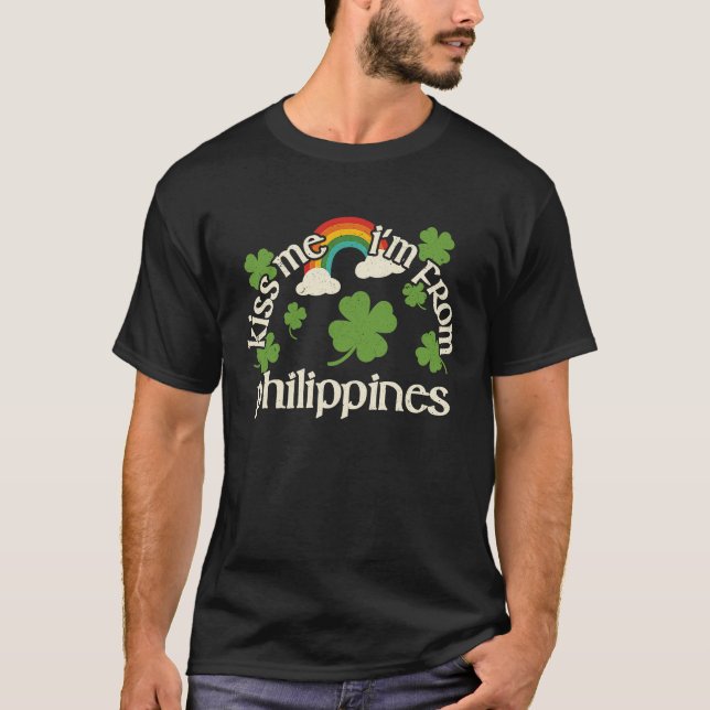 Camiseta Kiss Me Shamrock  Funny St Patrick's Day Philippin (Anverso)