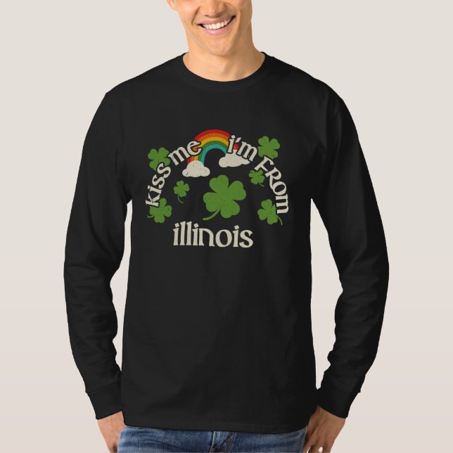 Camiseta Kiss Me Shamrock  State St Patrick's Day Illinois (Anverso)
