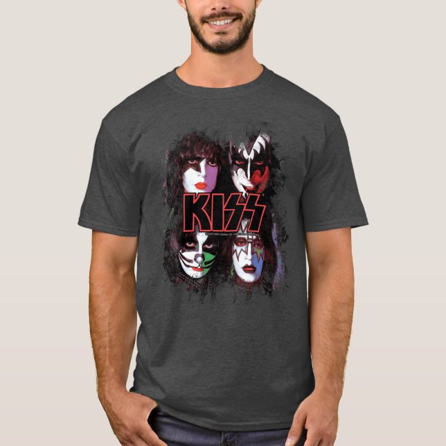 Camiseta KISS the Band All Members Faces brush effect (Anverso)
