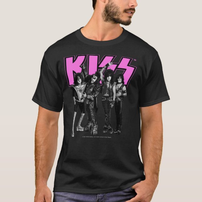 Camiseta KISS ® The Band - Versión rosa, negra y blanca Cl (Anverso)