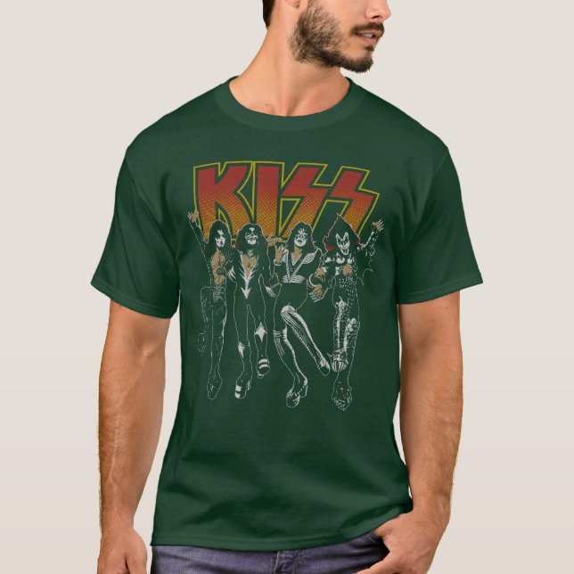 Camiseta KISS Unise Adult Black Cartoon retro (Anverso)
