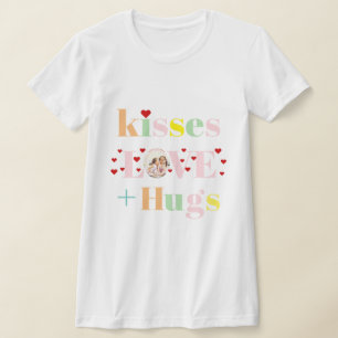 Camiseta Kisses, love, hugs typography photo Valentines Day