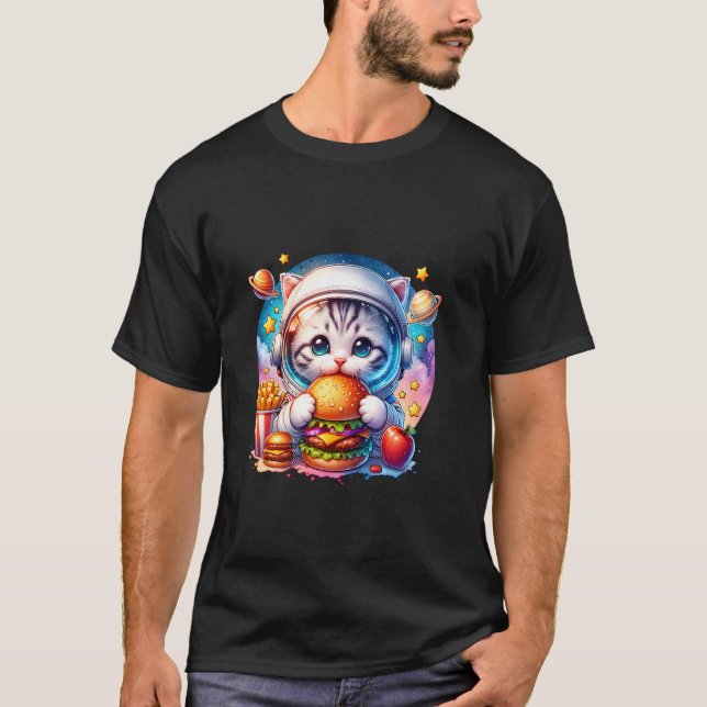 Camiseta Kit de Cheeseburger de Espacio Exterior Gatito Ast (Anverso)