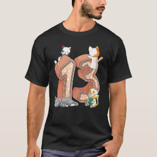 Camiseta Kit de cumpleaños número 13 de gatos Trece 13 años
