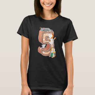 Camiseta Kit de cumpleaños número cinco 5 de gatos, cinco 5