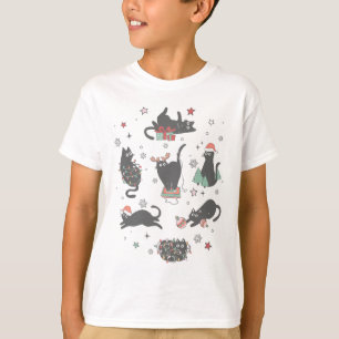 Camiseta Kit de Luces de Navidad para Gato Negro Gatito Ama