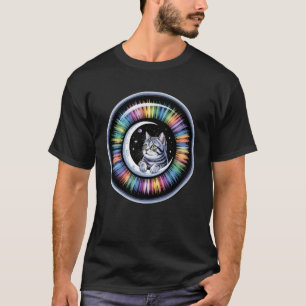 Camiseta Kit de Luna Creciente de Ojo de Gato Arcoíris Cósm
