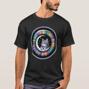 Camiseta Kit de Luna Creciente de Ojo de Gato Arcoíris Cósm