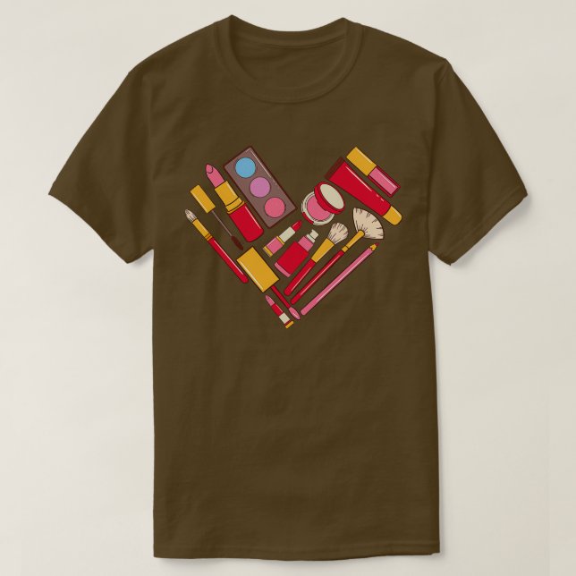 Camiseta Kit de maquillaje esteticista corazón de mujer (Diseño del anverso)