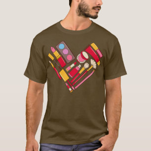 Camiseta Kit de maquillaje esteticista corazón de mujer