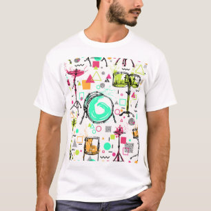 Camiseta Kit de tambor: acuarela Memphis Retro.