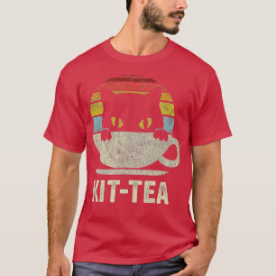 Camiseta Kit Tea Black Kitty Cat Tea Lover Regalo