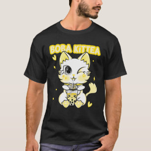 Camiseta Kit-Tea Boba Cat Bebe Boba Kitten Kawaii Japón