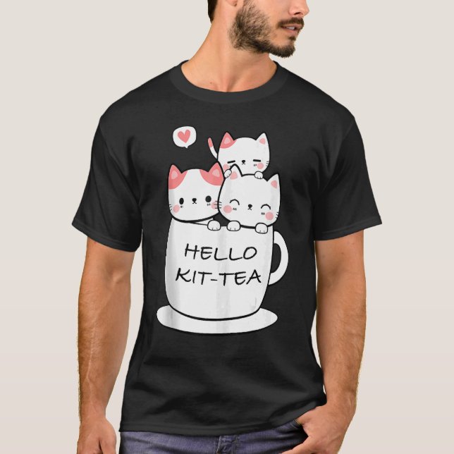 Camiseta Kit Tea Cat Cute Y Cat 2 (Anverso)