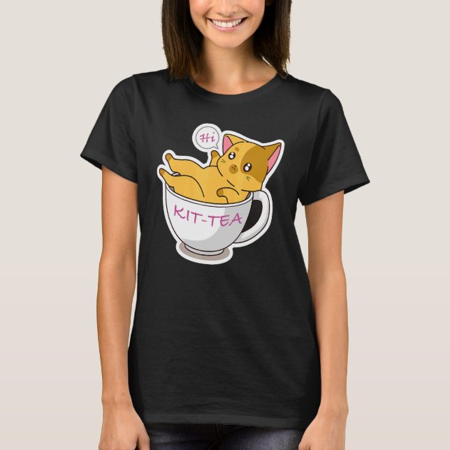 Camiseta Kit Tea Cat Cute Y Cat 3 (Anverso)