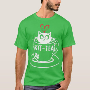 Camiseta Kit Tea Cat Lover Tea Lover Tover Cute y Funny Cat