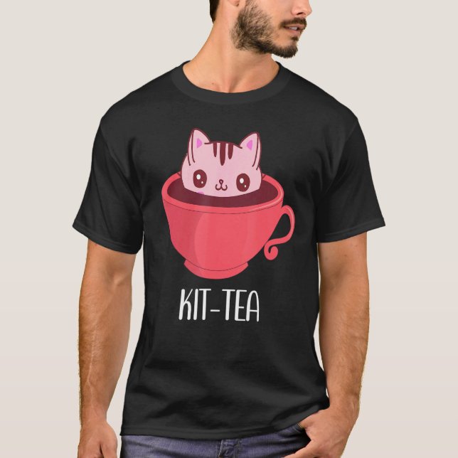 Camiseta Kit Tea Cat Mug Kit Tea Cup Cuidada Para Gato (Anverso)