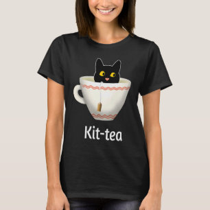 Camiseta Kit Tea Cat , un gatito negro lindo en Kittea