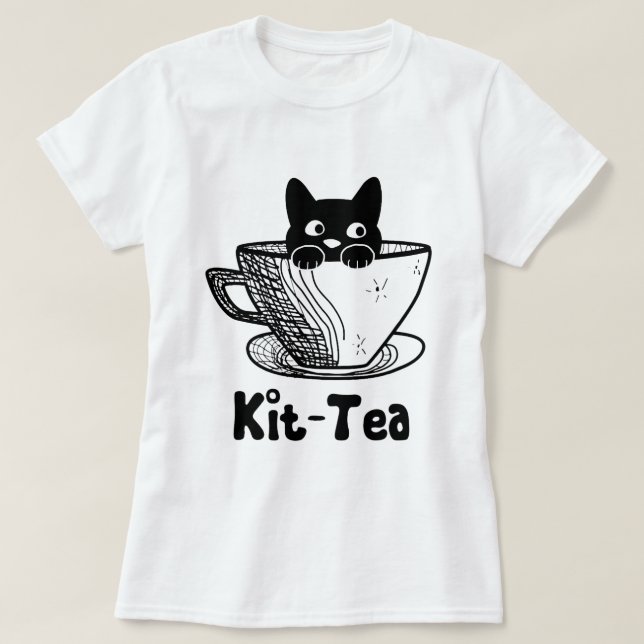Camiseta Kit Tea Funny Kitty Cat Lover Pun Cum Black Cat i (Diseño del anverso)