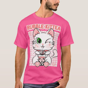 Camiseta Kit Tea Kawaii Kittea Bubble Tea Strawberry Cat