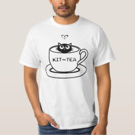 Camiseta Kit-Tea Kitten Gracioso gato Mascota Camisas anima