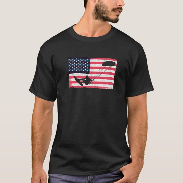 Camiseta Kiteboarder American Flag Kitesurfer Kite USA Kite (Anverso)