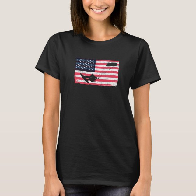 Camiseta Kiteboarder American Flag Kitesurfer Kite USA Kite (Anverso)
