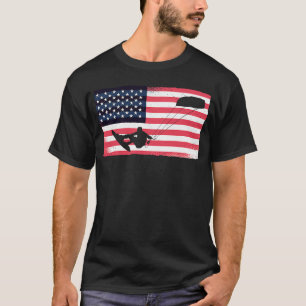 Camiseta Kiteboarder Bandera Americana Kitesurfer Kite USA 