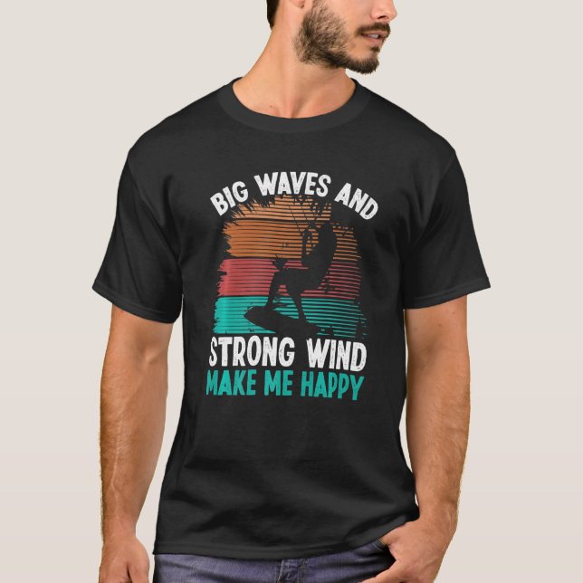 Camiseta Kiteboarder Kite Big Waves Strong Wind Kitesurfer  (Anverso)