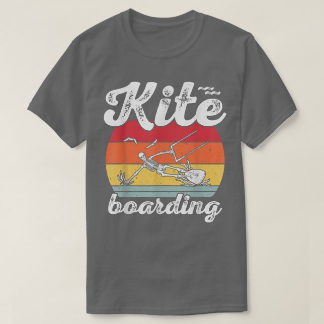 Camiseta Kiteboarding Kitesurfing Skeleton Kitesurf Retro (Diseño del anverso)