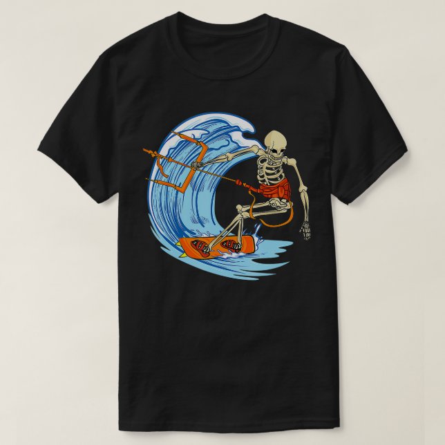 Camiseta Kitesurf Kiteboarding Kitesurfing Kiteboard Skelet (Diseño del anverso)