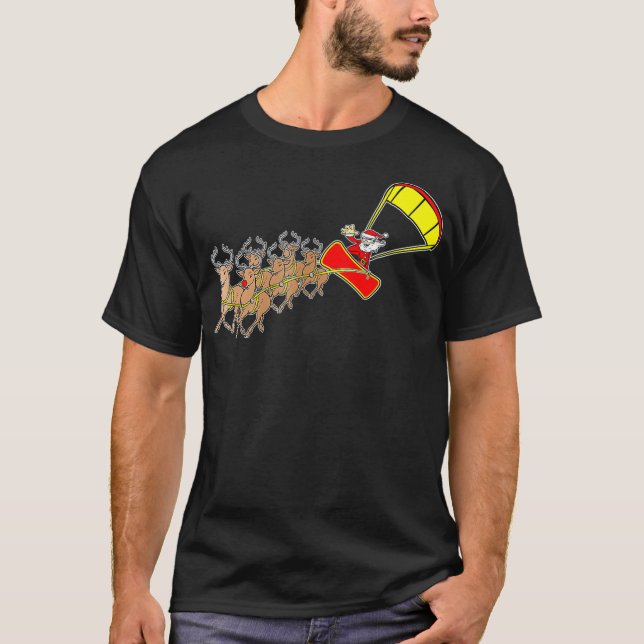 Camiseta Kitesurf Navidades de Santa Sleigh Kiteboarding  (Anverso)