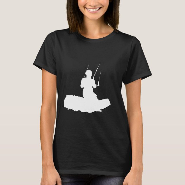 Camiseta Kitesurfer Disfrutando De Las Olas De Silho Blanco (Anverso)