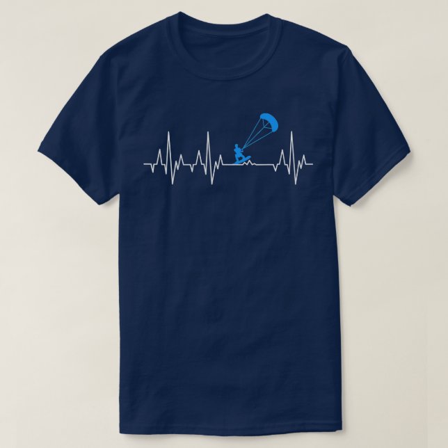 Camiseta Kitesurfer Heartbeat Kitesurfing EKG Kiteboarding (Diseño del anverso)