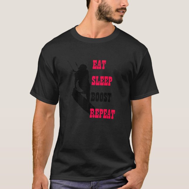 Camiseta Kitesurfer Life Eat Sleep Boost Repeat Red And Bla (Anverso)