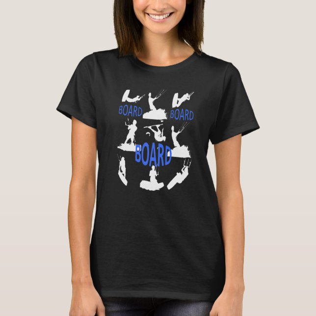 Camiseta Kitesurfers Board Board Board Blue Text White Silh (Anverso)